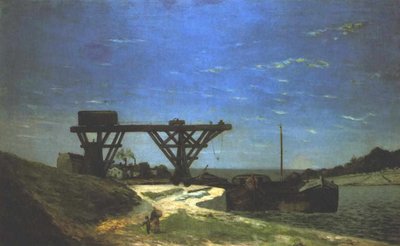 ポンディレナとポンドゥグルネルの間のパリのセーヌ川-1875 作： Paul Gauguin